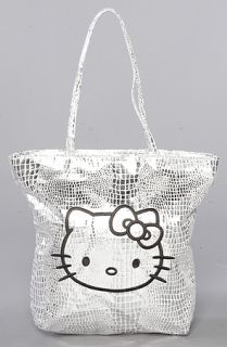 Accessories Boutique The Hello Kitty Two Faced Python Tote in Silver
