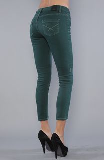 Insight The Run Down Skinny Denim Crop Pant in Bottle Green