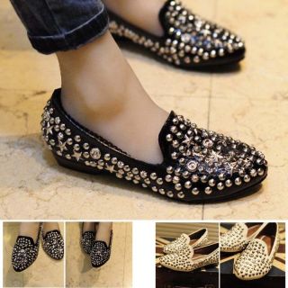  Around Rivents Studded Oxford Shoes Rock Style Flat Shoes 6 8