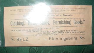 Super Rare Flemingsburg Ky Trade Card Advertising Card Fleming Co