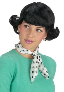 Flip Mini Black 50s Grease Hairspray Costume Women Wig