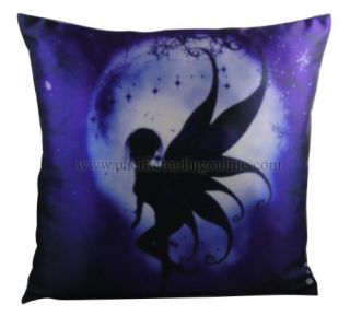 Julie Fain Art Indigo Fairy Moon Silhouettes Soft Pillow Home Accent