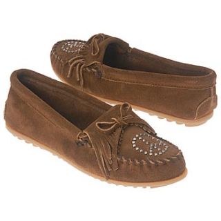 Womens Minnetonka Moccasin Peace Sign Fringe Moc Dusty Brown Suede