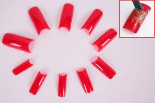 500pcs Red French Acrylic UV Glitter False Nail Tips 10 Different