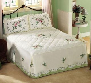 King Hummingbird Bird Flower Floral Bedspread Bed Cover Sham Set