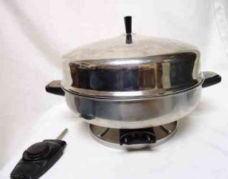 Farberware 12 Stainless Steel Dome Lid Buffet Server Electric Fry Pan