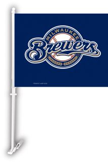 SET of 2 Milwaukee Brewers Car Flags With Bracket