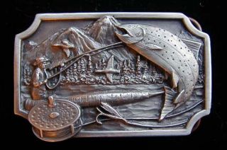 Fly Fishing Belt Buckle Solid Pewter New Buckles