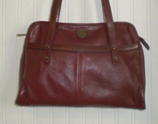 Vintage John Romain Hand Bag Purse Shoulder Burgundy Leather Double