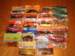 22 Bags of Assorted Rubber Fishing Worms Tubes Ect