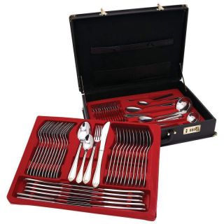 72p Stainless Steel Flatware Set Gold Trim Silverware Service for 12