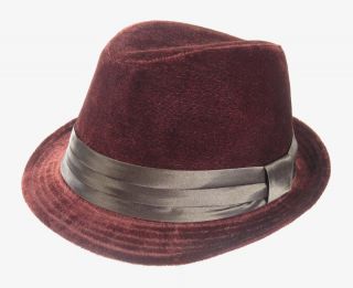  Velvet Fedora Swanky Hat Maroon