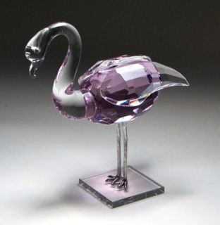 Large Cut Crystal Figurine Pink Flamingo