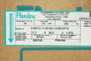 Flanders HEPA Filter 24 x 36 x 5 9 0 007 C 11 00 Su