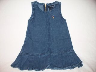 Nice NWT Girls Ralph Lauren Denim Jumper Dress Size 12 Months L@@K