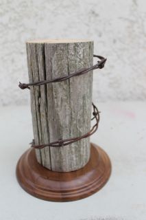 Taxidermy Pedastal Base Fence Post with Barbwire Pheasant Grouse Quail