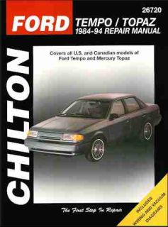 Ford Tempo and Mercury Topaz Repair Shop Service Manual 1991 1992 1993