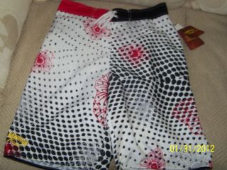 Hawaiian Tropic Mens Swim Trunks Shorts Small Medium Red Black White