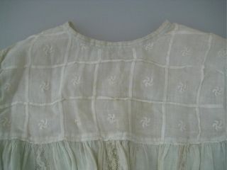 Blue Antique Christening Gown Lace and Pinwheel Embroidery