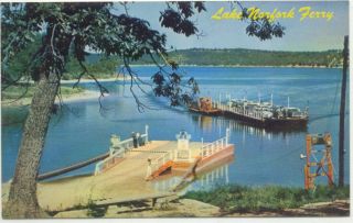 Lake Norfork Ferry Carrying Old Cars AR Postcard Arkansas