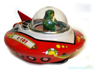 Flying Saucer Tin Toy Astronaut Spaceman Christmas Sale