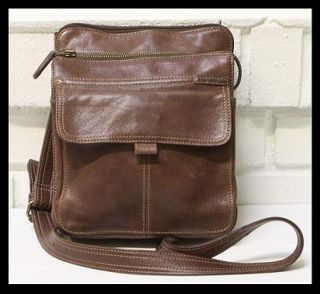 Fossil Dark Brown Leather Crossbody Organizer Messenger Shoulder Bag