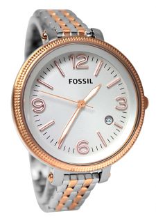Fossil ES3215 heather oversized silver dial stainless steel bracelet