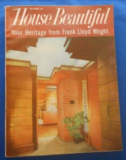 FRANK LLOYD WRIGHT HERITAGE, HOUSE BEAUTIFUL MAGAZINE OCTOBER 1959
