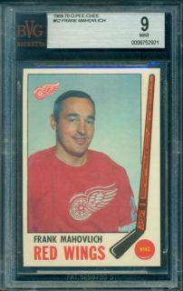 1969 70 OPC Frank Mahovlich BGS BVG 9 Mint Red Wings