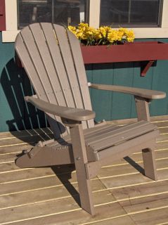 PHAT TOMMY Folding Recycled Poly Adirondack Patio Chair   Weatherwood