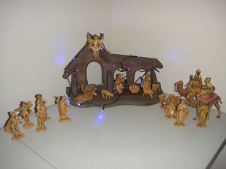  Fontanini Nativity Set Marked Depose Italy Spider Stable