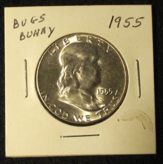 1955 Franklin Half Dollar Bugs Bunny Blast White High Grade MS