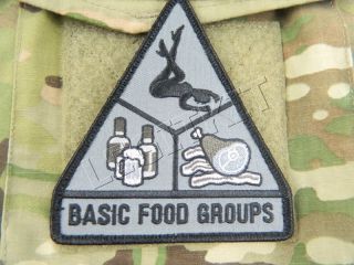 BASIC FOOD GROUPS BLACK & WHITE MORALE PATCH VELCRO BACKED AFGHANISTAN