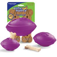 Purple footballs float and are great for regular chewers, while the