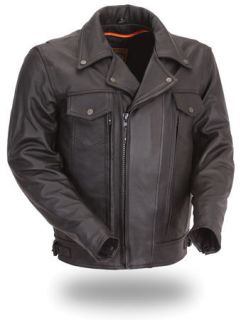 First Mens Utility Leather Motorcycle Jacket 4XL