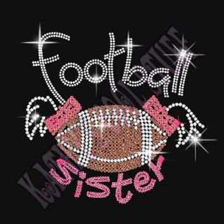 Football Sister Pink Transfer Decal Bling for Shirts Cute Iron on