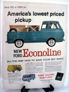 Ford Econoline Van Pickup Vintage Original Ad Backed Protected
