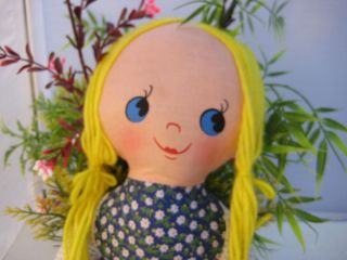  Hong Kong Rag Doll Blonde Huge Eyes Fishel Toys Gingham Yarn