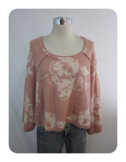 New Free People Blush Combo Floral Purple Rain Pullover Sweater Small