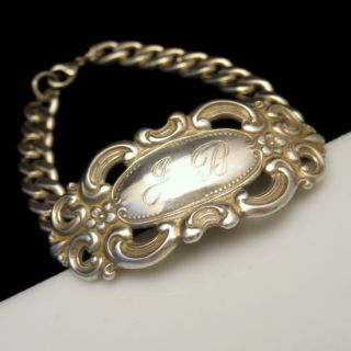 Foree Sterling RARE Vintage Nouveau Bracelet Luggage Tag ID Engraved