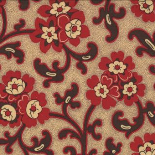 Moda French General Chateau Rouge Floral Toussaint Fabric in Faded Red