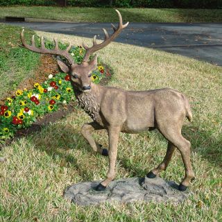41H Large Black Forest Garden Deer Sculpture Statue