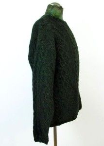 Mens Forest Green J Crew Irish Fisherman Sweater Knit Wool Pullover