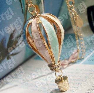  Colorful Crystal on Air Hot Fire Balloon Pendant Chain Necklace