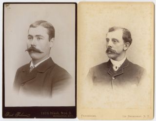  2 Cab Card Photos of Men with Long Thick Mustaches