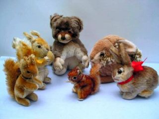 Lot of 6 STEIFF FIELD & FORREST ANIMALS , 12 22 cm 5x with IDs