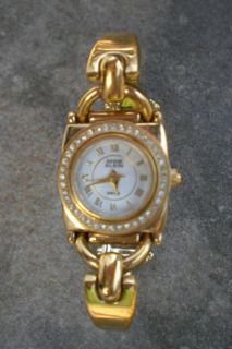 Anne Klein Wrist Watch Goldtone with Rhinestones Swiss