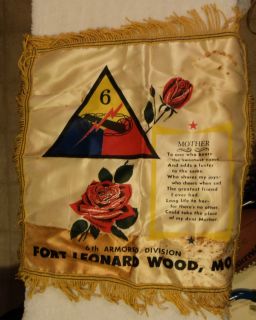 Old 6th Armored Div Satin Pillow Case ft Leonard Wood