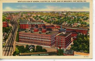 Fort Wayne Indiana General Electric Plant Postcard 1943
