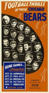 1943 Chicago Bears Schedule Poster Original Restored
